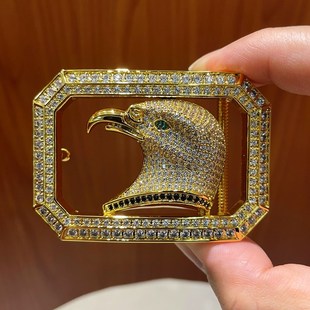 24K黄金皮带扣男士 商务皮带 3.8cm宽镀真金腰带扣头镶钻平滑扣男款