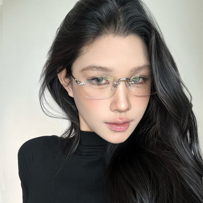 纯欲无边框眼镜近视女可配度数
