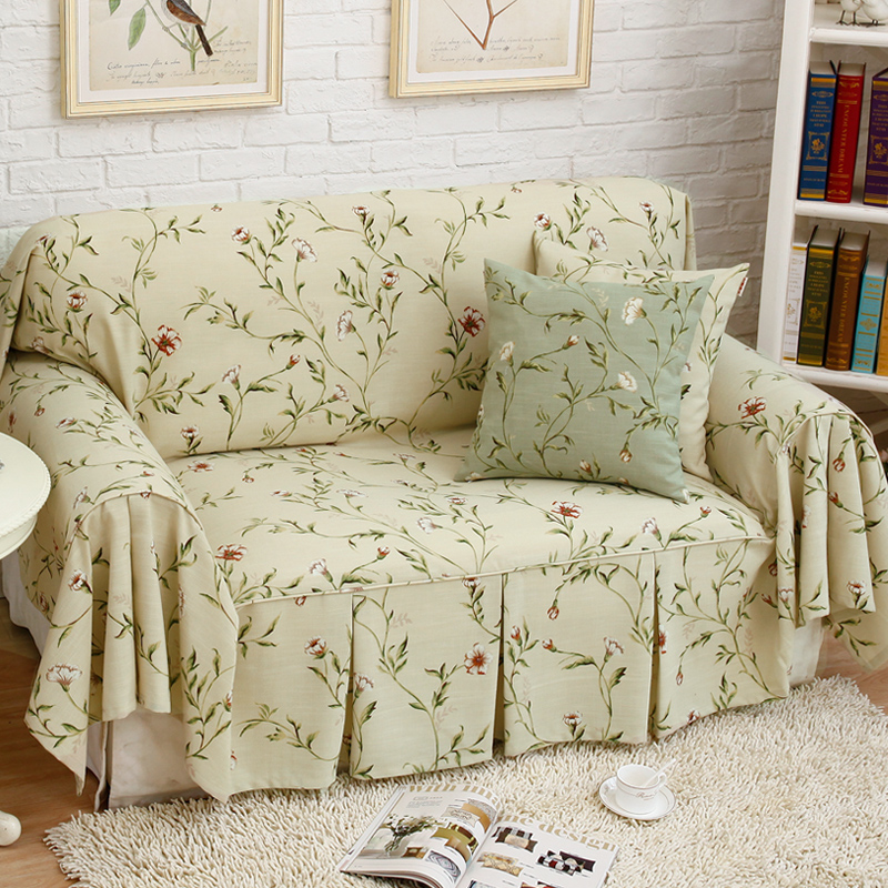 新品美式花鸟沙发巾沙发套罩全盖布艺欧式田园四季通用可定制