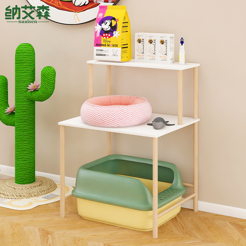 猫砂盆上方置物架一体猫厕所架子多层木质猫窝猫笼分层收纳架定制