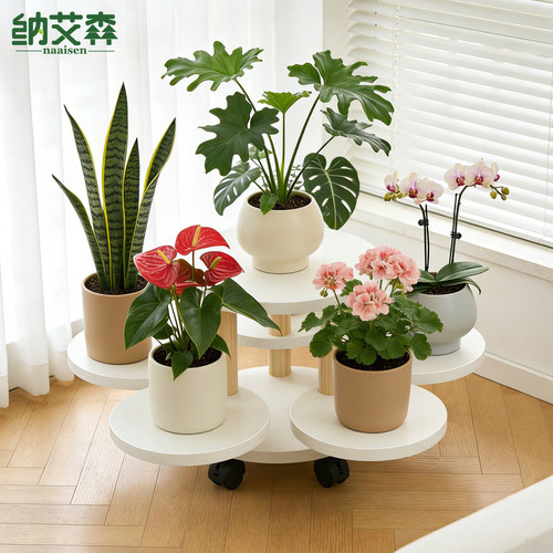 圆形创意可旋转花架多层展示架