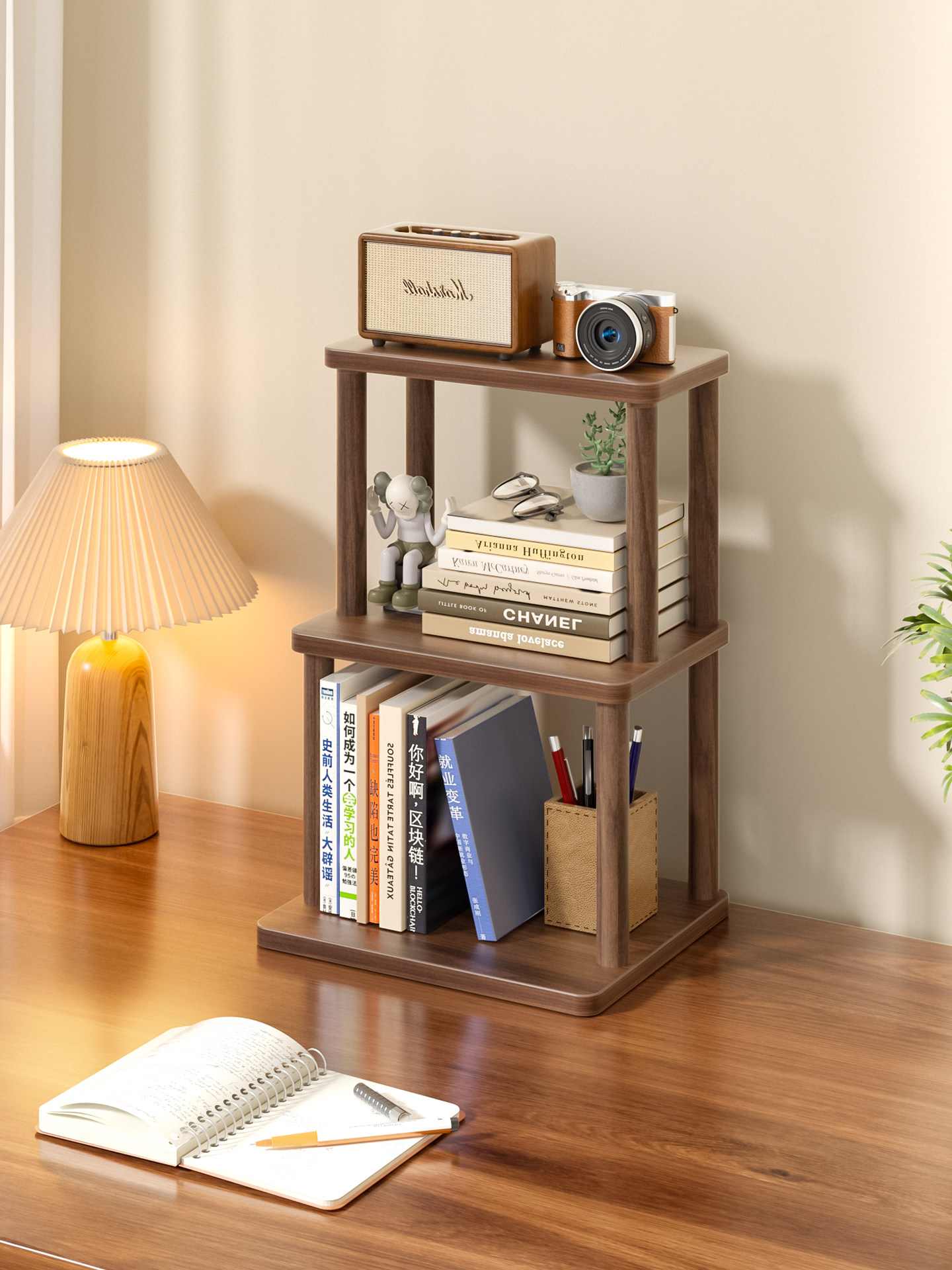 桌面书架置物架高级感立式多层办公室工位桌上小型简易分层收纳架