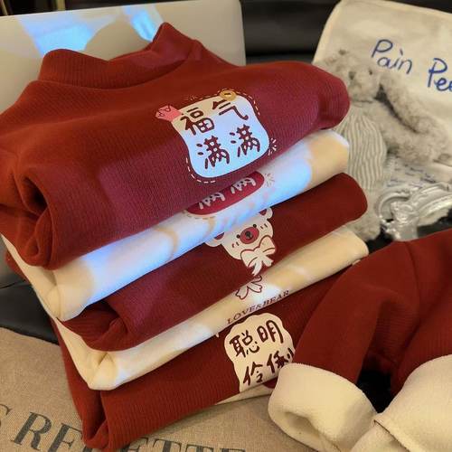 加绒加厚秋冬新款双面绒打底衫