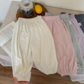 纯色百搭灯笼裤 女童冰丝束脚裤 韩版 防晒长裤 子速干男童儿童夏季