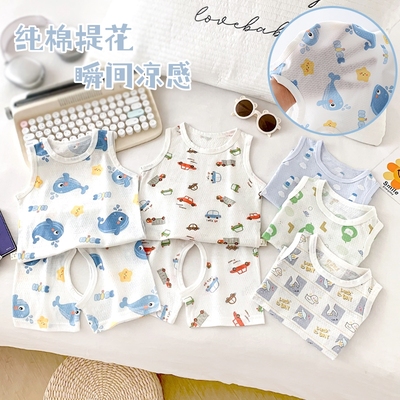 儿童夏季纯棉套装如厕训练裤子