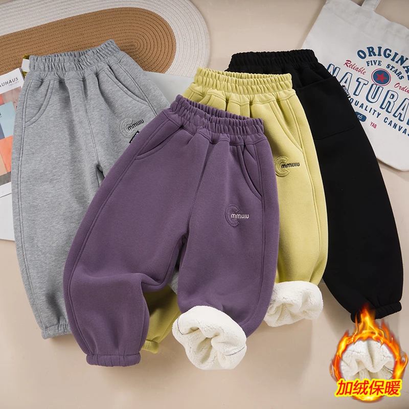 男女童裤子加绒冬季新款运动裤