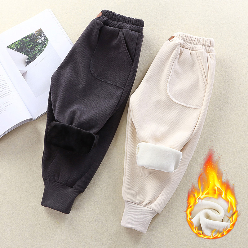 儿童秋冬加绒休闲裤保暖外穿长裤