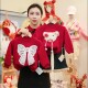 大红色中国风拜年服秋冬季 2026新款 儿童加绒加厚卫衣保暖衣亲子装