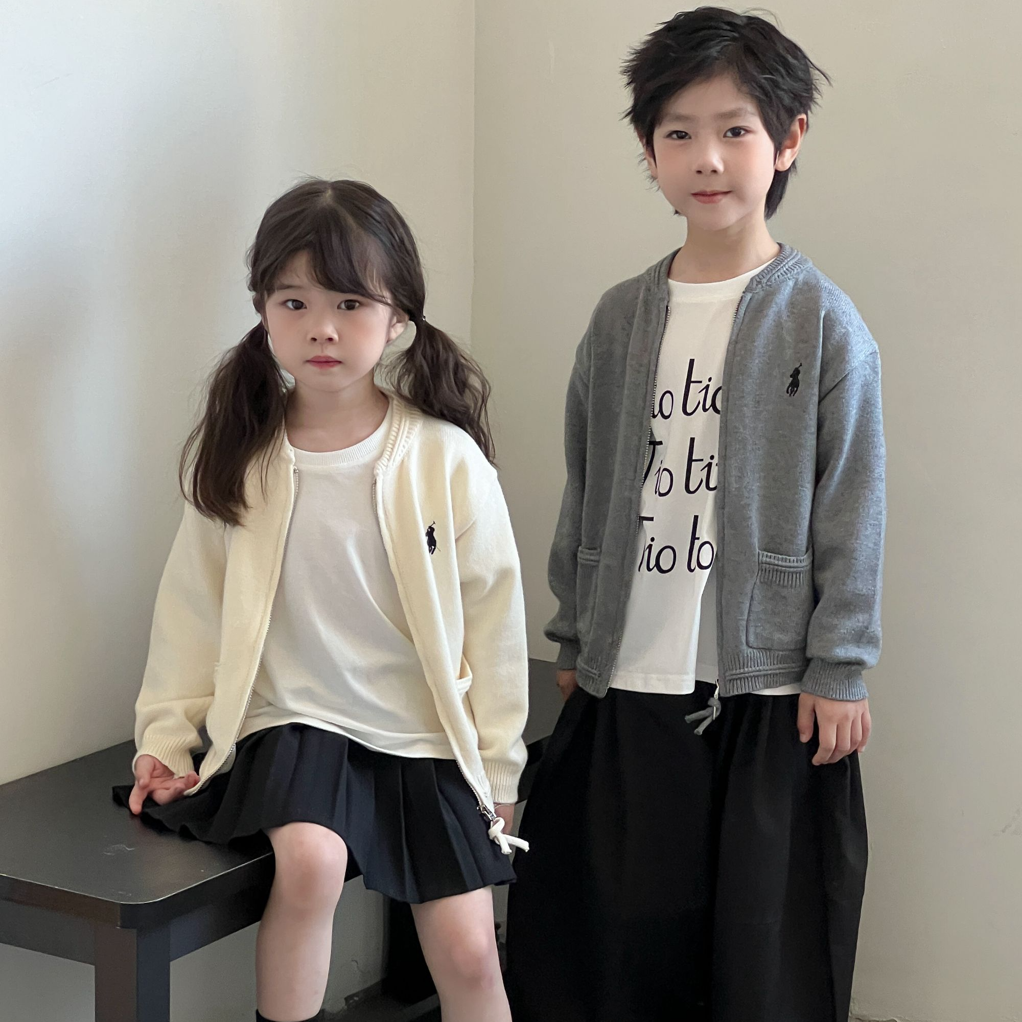 儿童拉链针织毛衣开衫外套