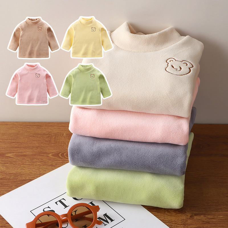 儿童打底衫纯秋冬加厚半高领卫衣