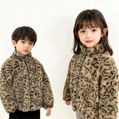 豹纹加绒外套男女童秋冬厚款 2026冬季 新款 百搭洋气中大童时髦棉衣