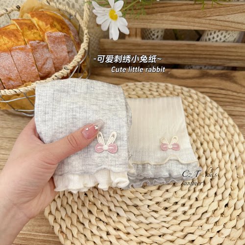 女童夏季薄款花边七分打底裤外穿