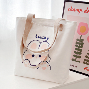 帆布包女大容量产检妈咪包单肩手提布袋小学生拎书袋拉链2025新款