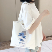 手提帆布袋子单肩包拉链白色大容量学生上班通勤 帆布包女2025新款