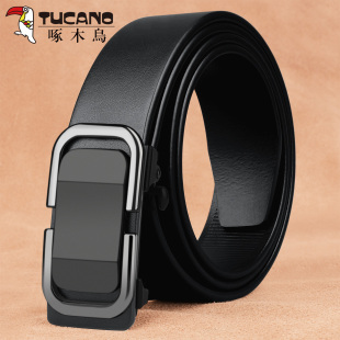 啄木鸟皮带男真皮无牙自动扣潮人百搭休闲男士 带 腰带年轻人牛仔裤