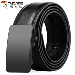 啄木鸟皮腰带男真皮自动扣裤带正品加长男士皮带胖大码145cm高档