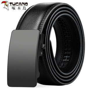 皮带胖大码 加长男士 145cm高档 带正品 啄木鸟皮腰带男真皮自动扣裤