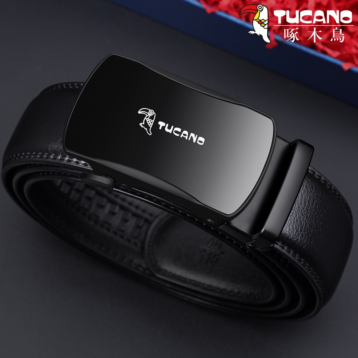 啄木鸟男款皮带真皮自动扣腰带潮流休闲商务2025新款牛皮裤腰带男