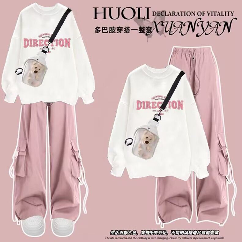 初中生运动少女套装秋季中学生衣服大童学院风休闲卫衣穿搭一整套