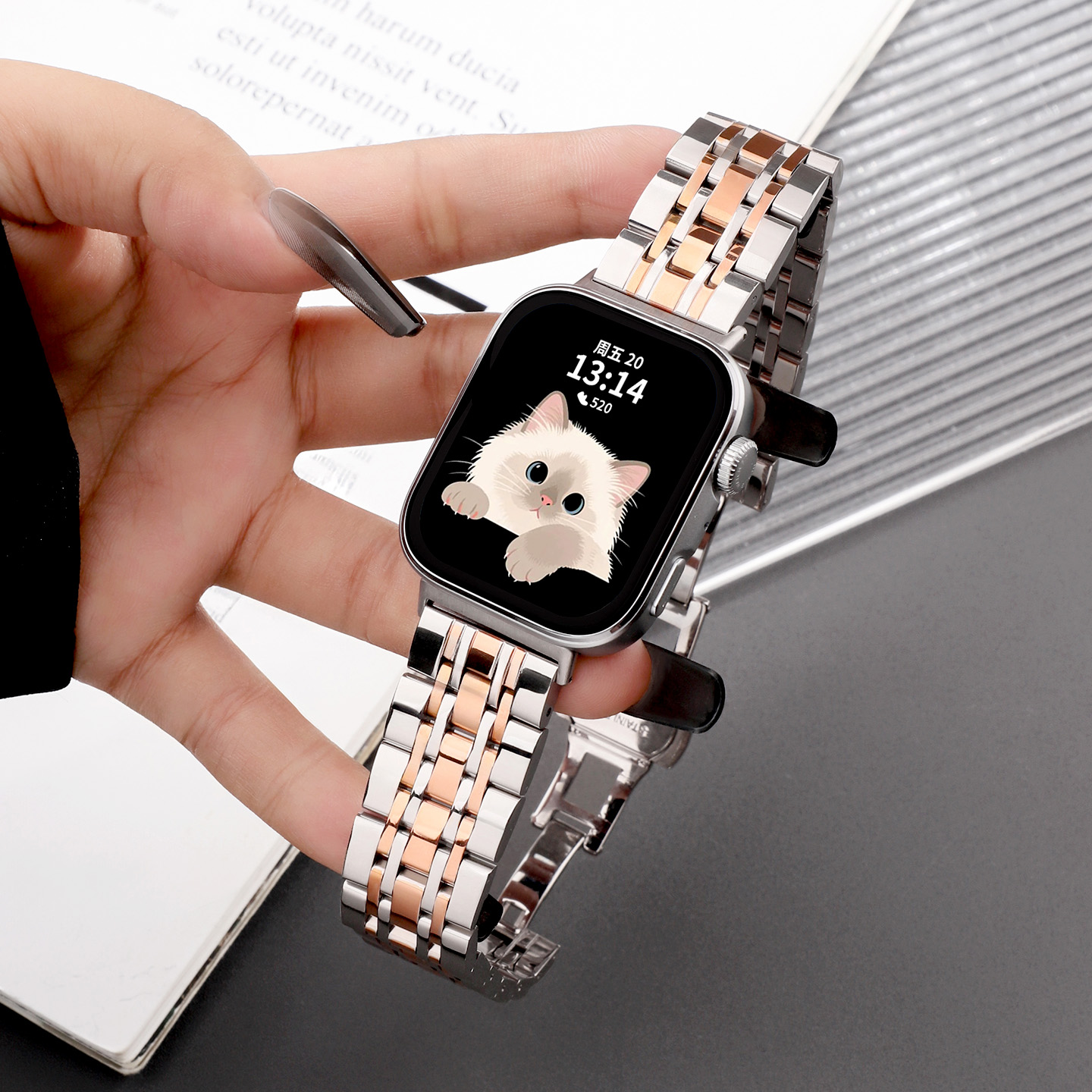 适用于华为fit4表带watchfit4pro不锈钢七珠新款腕带智能运动手环FIT3时尚金属替换带男女款夏季防水表链配件