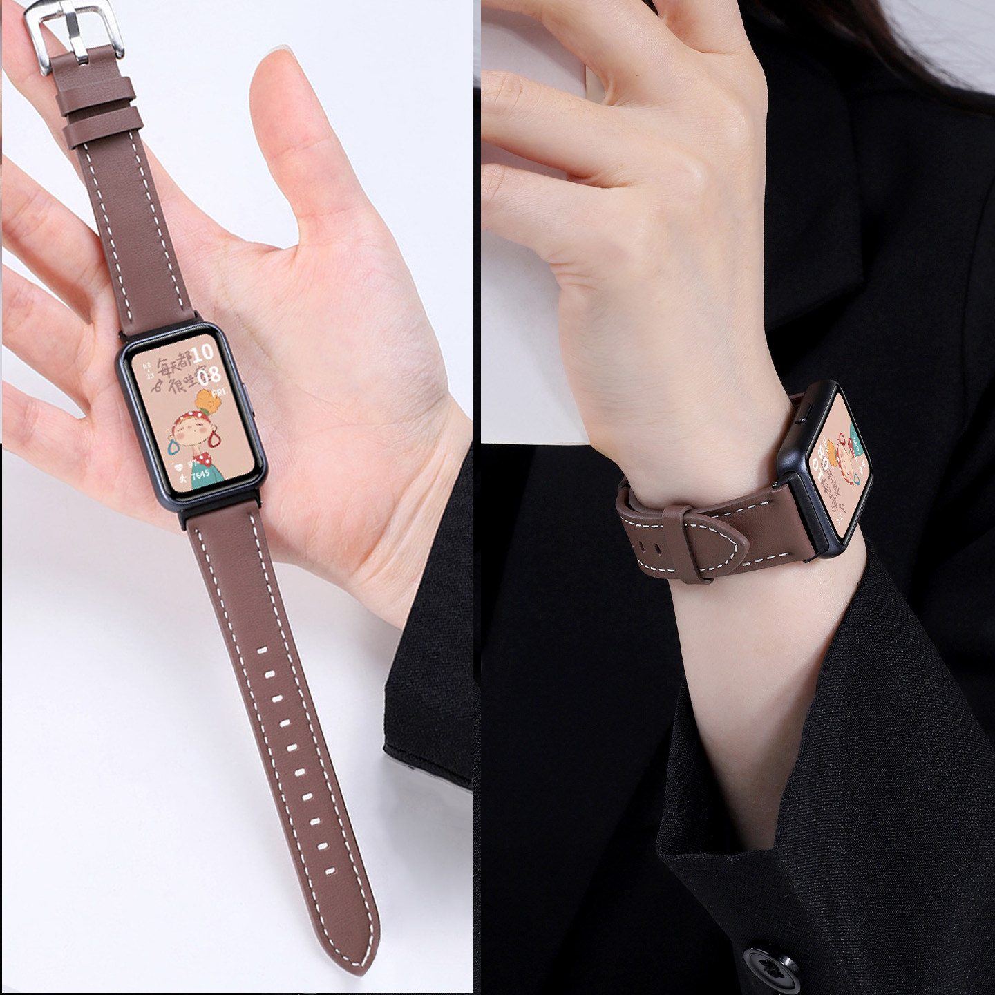 适用于华为手环11表带pro新款真皮腕带智能运动手环11/11pro时尚高级感皮质替换带男女同款十一代表链配件