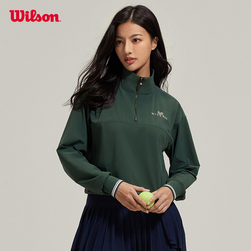 Wilson威尔胜官方春季女士DAVENPORT半拉链套头短款网球梭织卫衣
