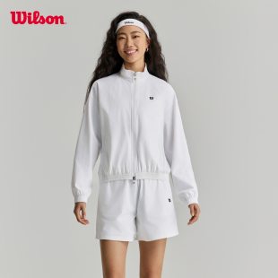 Wilson威尔胜26年秋季女士冲孔透气百搭拉链网球运动梭织上衣外套