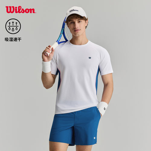 Wilson威尔胜26年夏季新款男士吸湿速干撞色透气网球运动短袖T恤
