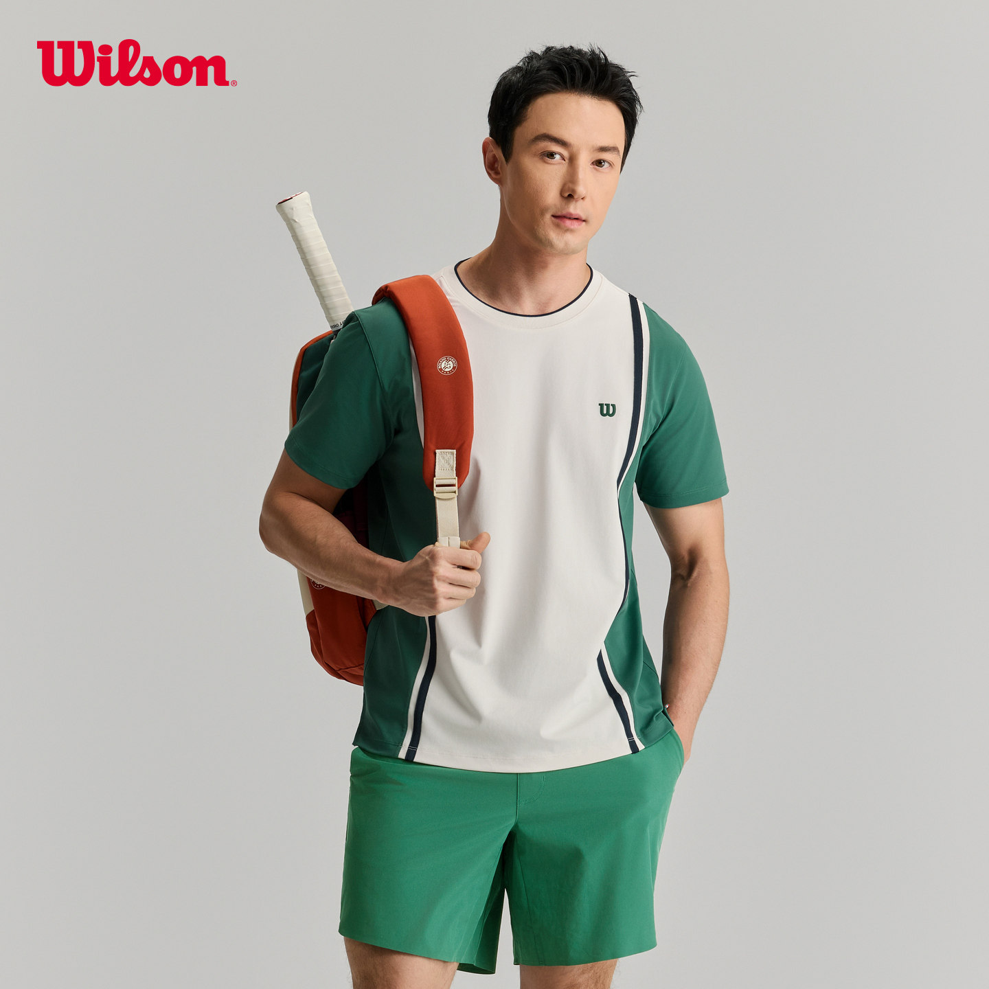 Wilson威尔胜26年夏季新款男士速干凉感宽松网球运动针织短袖T恤