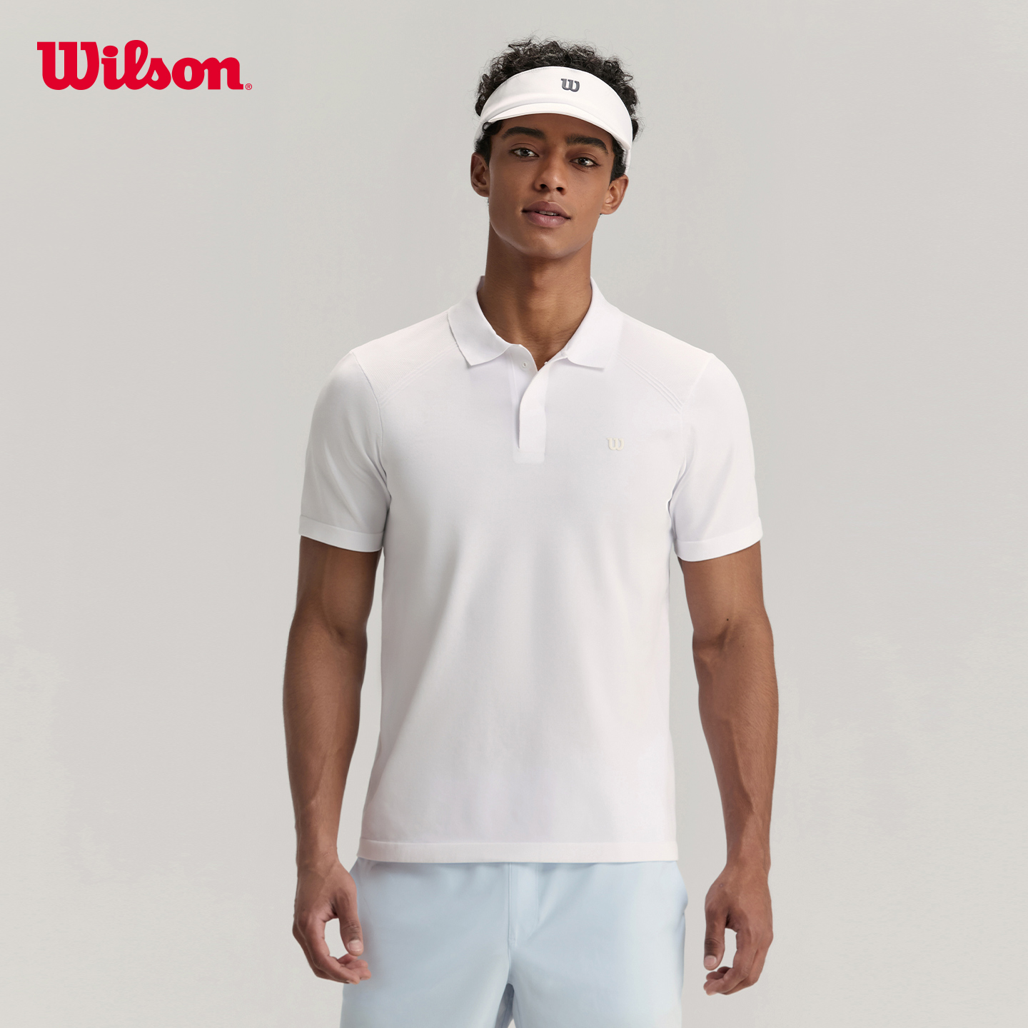 Wilson威尔胜官方25年秋季新款男士运动飞织工艺网球针织短袖POLO