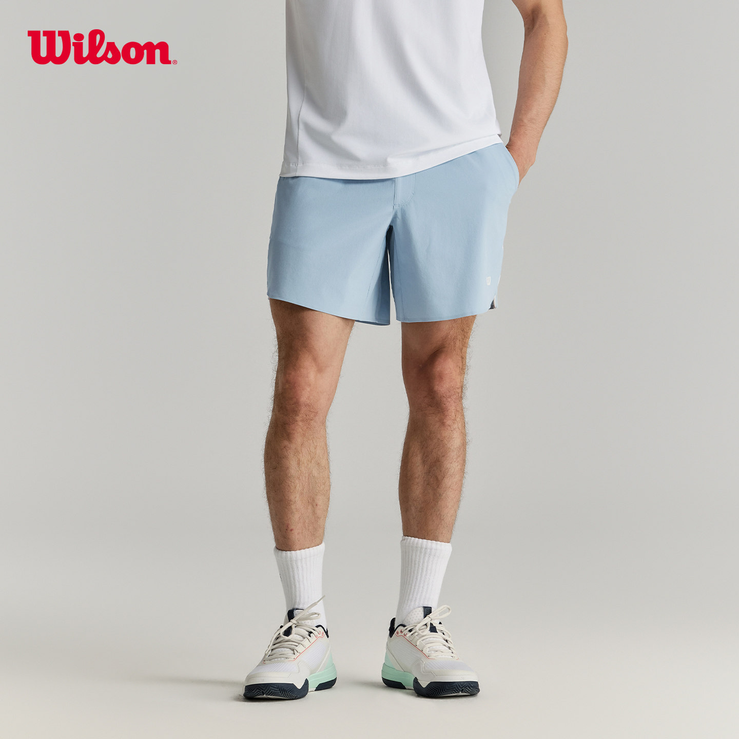 Wilson威尔胜夏季男士轻薄舒适弹力侧边开叉百搭网球运动梭织短裤