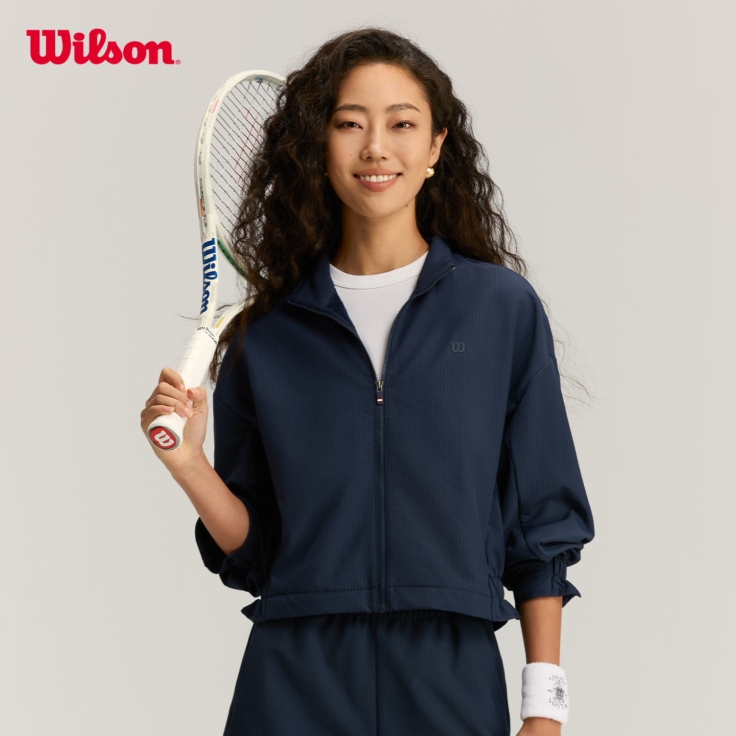 Wilson威尔胜官方25年秋季新款女士荷叶下摆运动网球梭织上衣外套