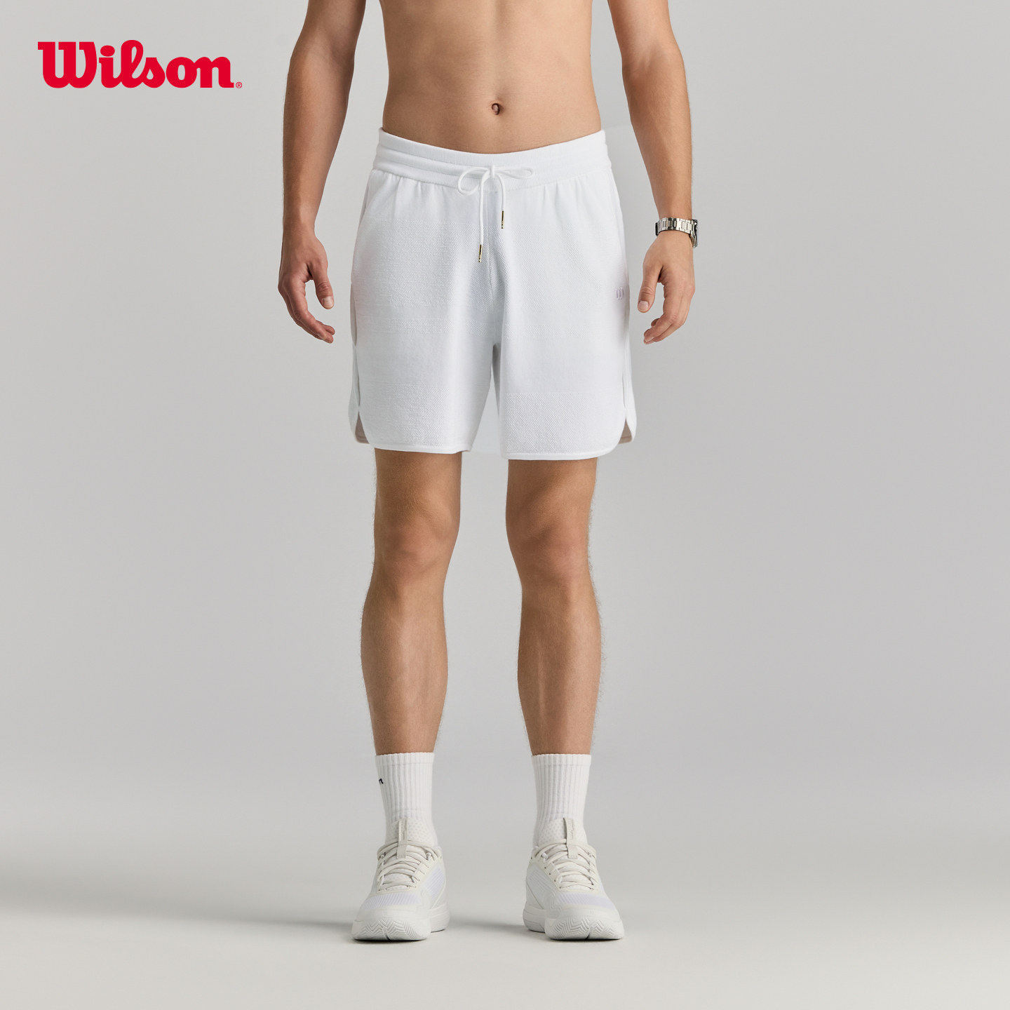 Wilson威尔胜夏季男士WSP系列舒适复古毛织抽绳网球运动针织短裤