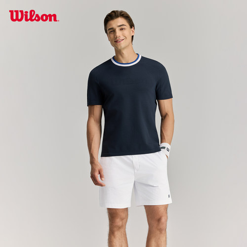 Wilson威尔胜26年夏季新款男士简约LOGO百搭网球运动针织短袖T恤