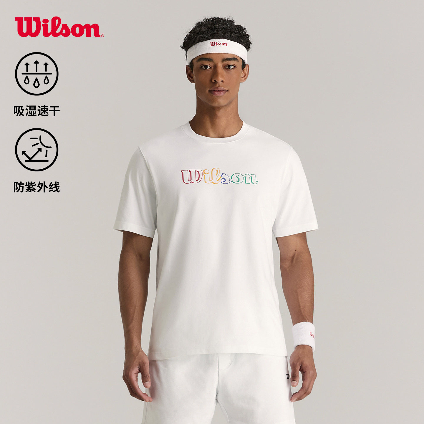 Wilson威尔胜夏季男士网球运动宽松舒适棉质百搭圆领针织短袖T恤