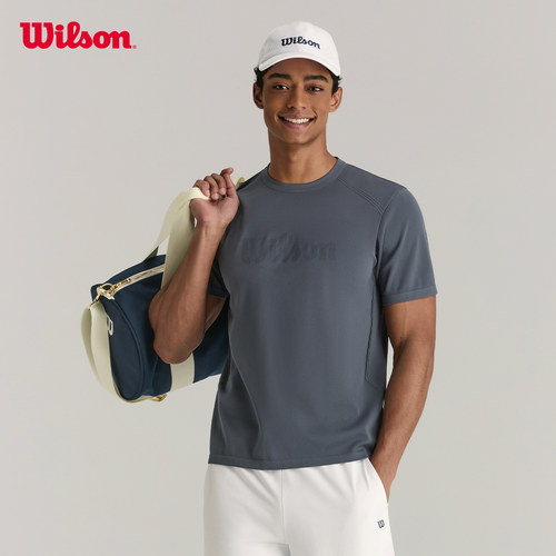 Wilson威尔胜夏季男士简约飞织工艺亲肤百搭舒适网球运动短袖T恤