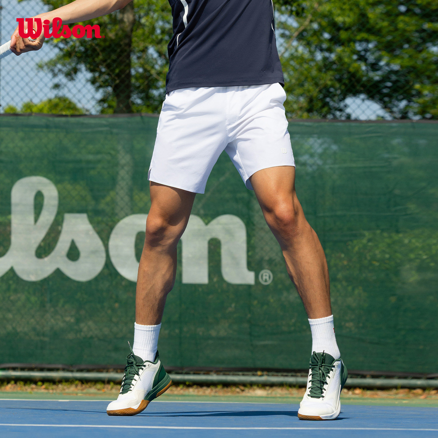 Wilson威尔胜夏季男士TOURNAMENT百搭网球侧边开叉运动梭织短裤