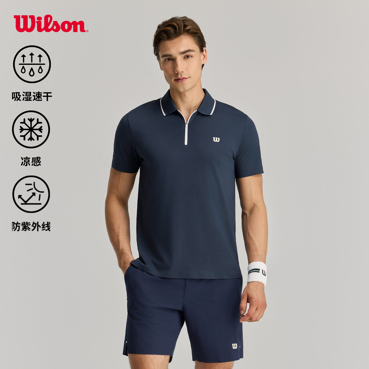 Wilson威尔胜26夏季新款男士吸湿速干凉感网球运动针织短袖POLO衫