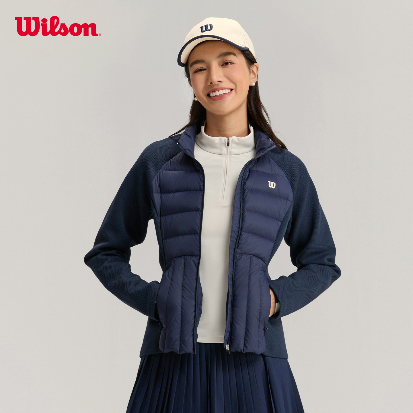 Wilson威尔胜官方25年秋冬新款女士网球运动保暖拼接轻薄羽绒服