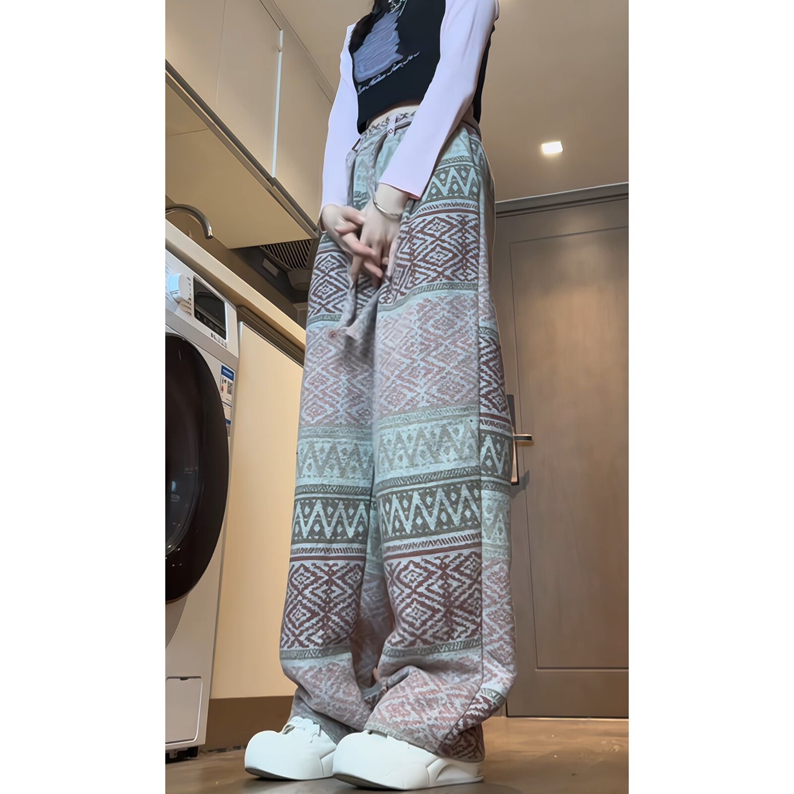 男式重磅定制短款毛感直筒提花男女同款情侣阔腿长裤D588/P55,男装休闲裤,星座206（原A221）