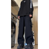 美式工装裤子男秋季新款宽松直筒多口袋阔腿裤休闲裤D507/P60，男装休闲裤，星座206（原A221）