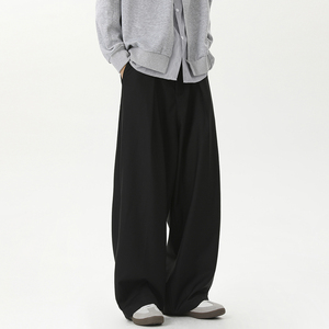 复古垂感双褶休闲西裤男女宽松直筒cleanfit阔腿裤子 D510/特P55，男装西裤，星座206（原A221）