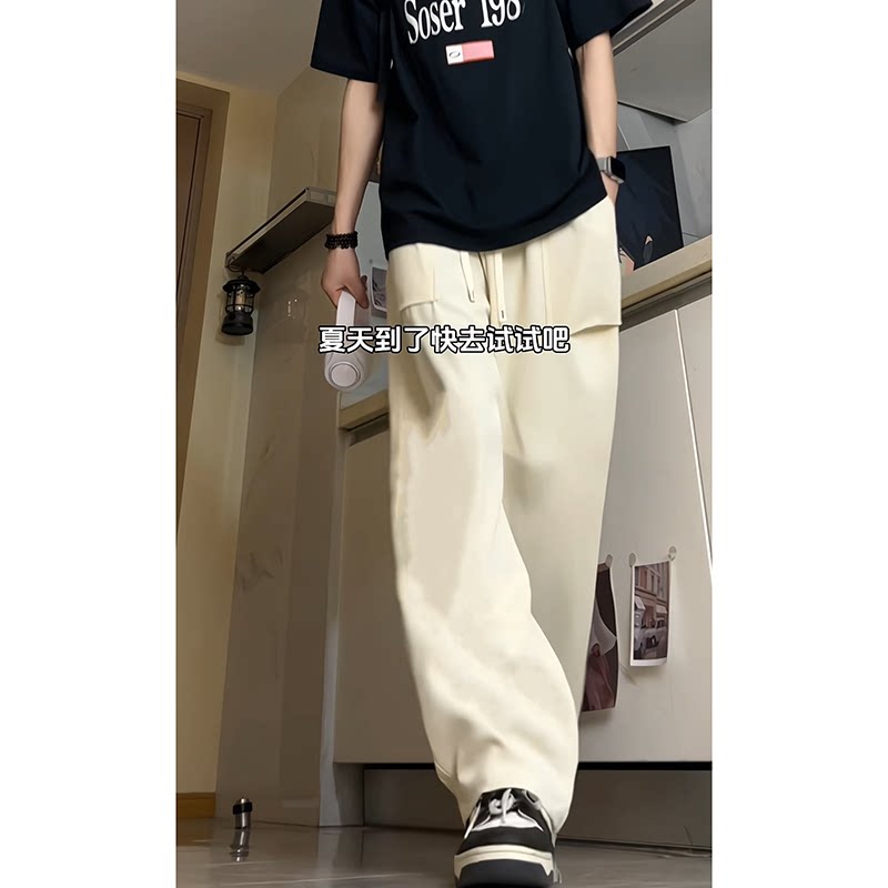 2026夏季薄款冰丝裤男垂感裤子直筒阔腿休闲裤宽松大码D511/P40,男装休闲裤,星座206（原A221）