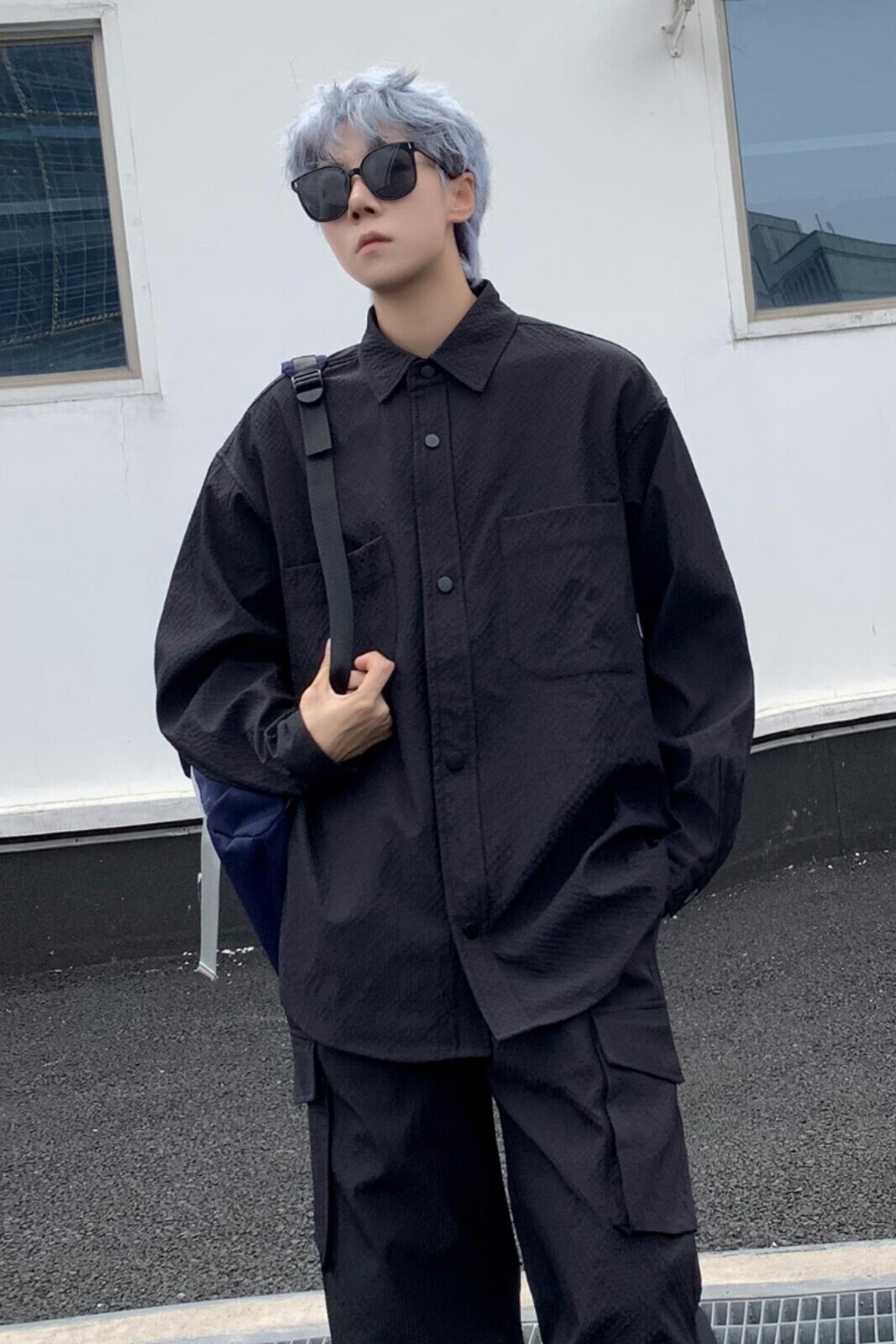 复合泡泡纱衬衫工装裤套装情侣夏款高级感休闲运动穿搭TZ08/P85,男装衬衫,星座206（原A221）