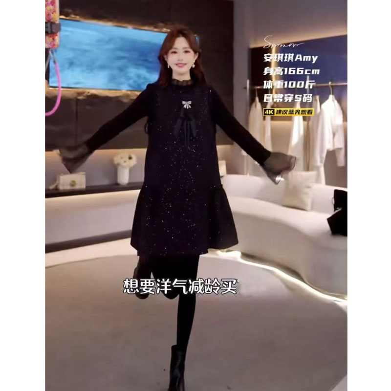 艾韩版爆款中长裙女2026春秋连衣裙