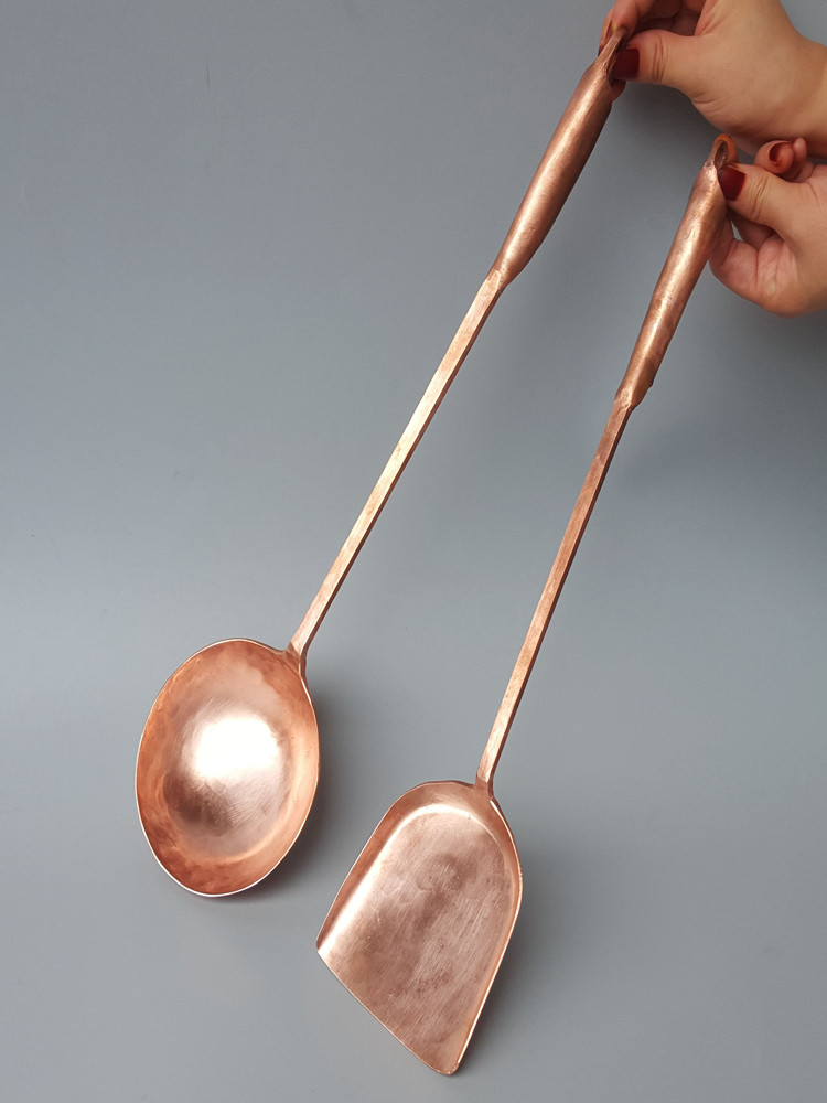 全铜紫铜铲子紫铜勺子加厚炒勺锅铲炖茶勺中式家用餐饮用具饭勺用