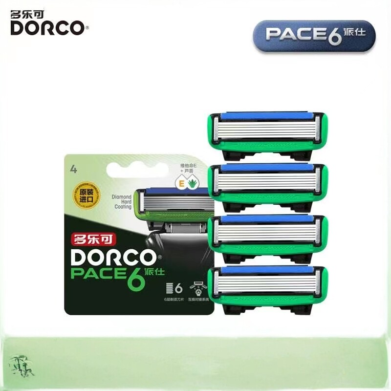 DORCO/多乐可 Pace6手动刮胡刀剃须刀头韩国进口男士6层刀片4个装