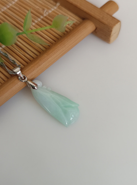 天然翡翠A货飘花富贵玉吊坠项链