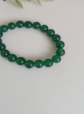 新款原创设计天然绿色玛瑙玉圆珠精致气质百搭款玉石手链玉手串
