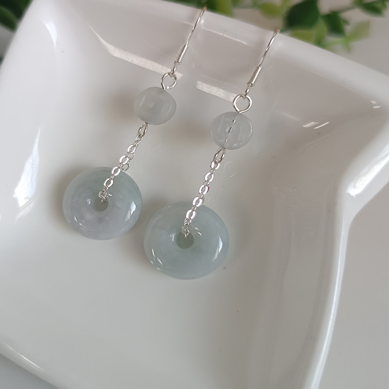 上新天然缅甸翡翠飘花平安扣招财转运短流苏玉石耳环气质简约,饰品/流行首饰/时尚饰品新,耳环,淘宝优惠券,粉丝福利购,淘宝优惠卷